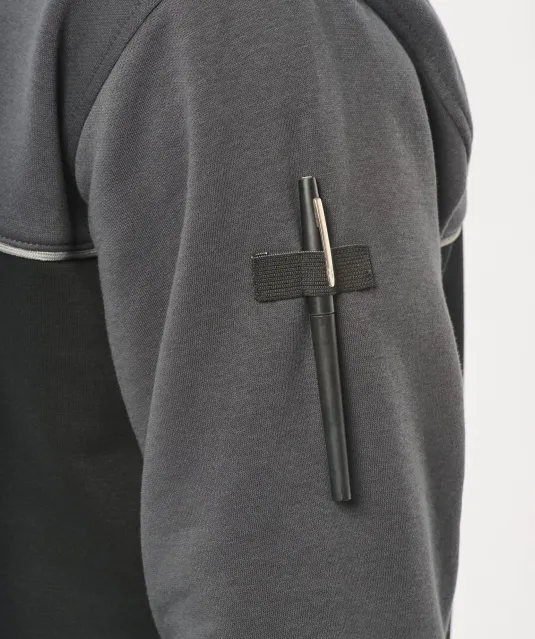 WK404 - Ecologische uniseks sweater met ritskraag Black / Forest Green