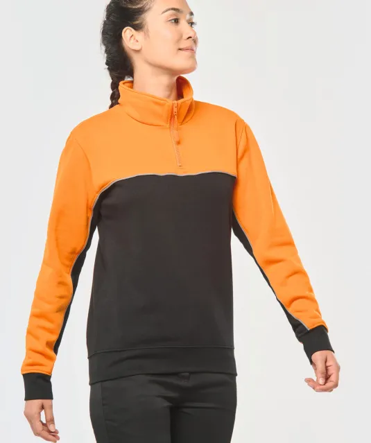 WK404 - Ecologische uniseks sweater met ritskraag Black / Forest Green