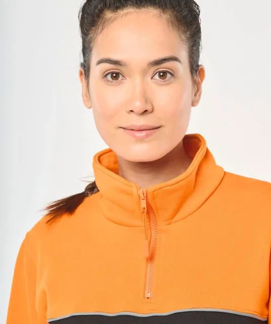 WK404 - Ecologische uniseks sweater met ritskraag Black / Forest Green
