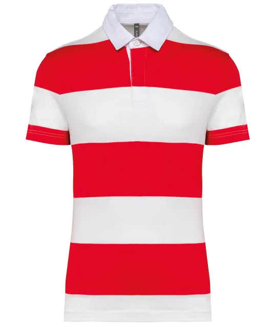 K286 - Gestreepte uniseks polo korte mouwen Red / White Stripes