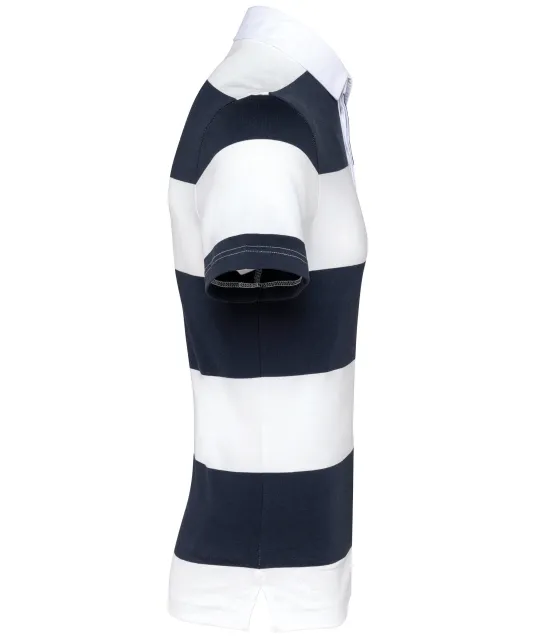 K286 - Gestreepte uniseks polo korte mouwen Navy / White Stripes