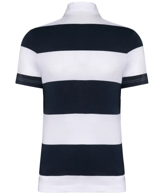K286 - Gestreepte uniseks polo korte mouwen Navy / White Stripes