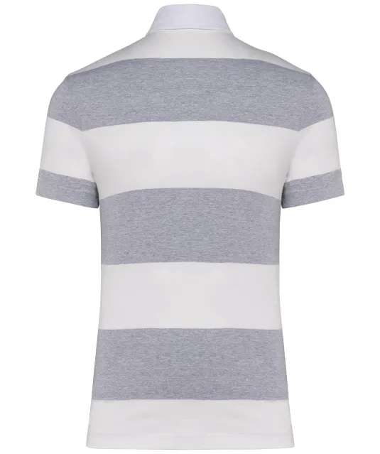K286 - Gestreepte uniseks polo korte mouwen Oxford Grey / White Stripes