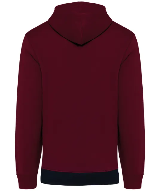 K4016 - Driekleurige unisex sweater met capuchon Wine / White / Navy