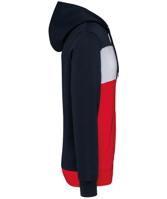 K4016 - Driekleurige unisex sweater met capuchon Navy / White / Red