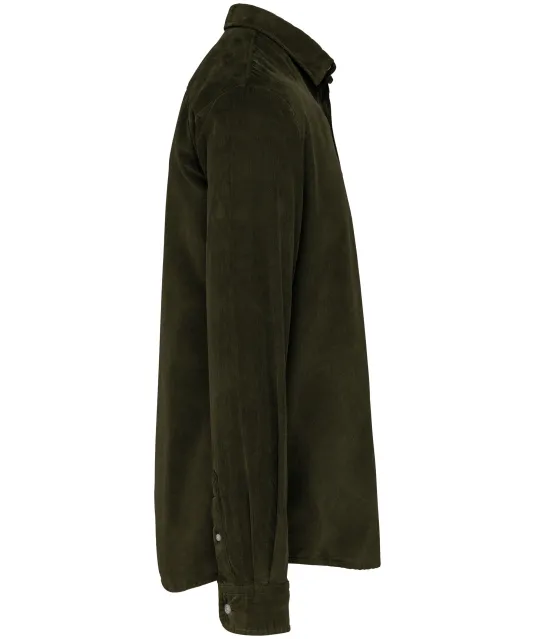 K599 - Heren overhemd met lange mouwen in ribfluweel Washed Dusky Khaki