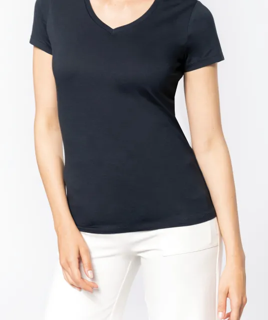 K3003 - Dames-t-shirt Supima® V-hals korte mouwen Black