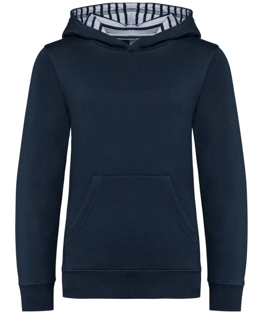 K4014 - Unisex kindersweater met contrasterende capuchon met motief Navy / Mariniere