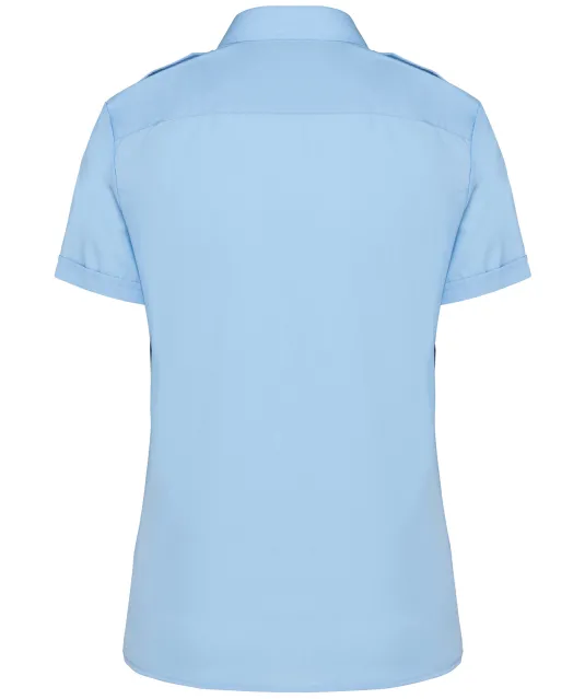 K504 - Damespilootoverhemd korte mouwen Sky Blue