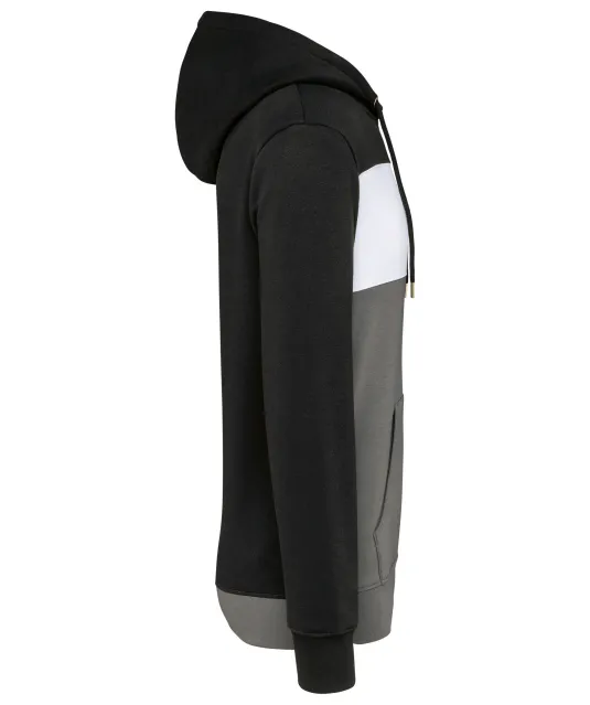 K4016 - Driekleurige unisex sweater met capuchon Black / White / Basalt Grey