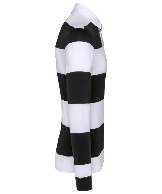 K285 - Gestreepte uniseks polo lange mouwen Black / White Stripes