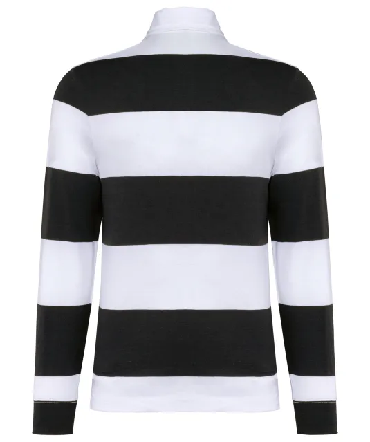 K285 - Gestreepte uniseks polo lange mouwen Black / White Stripes