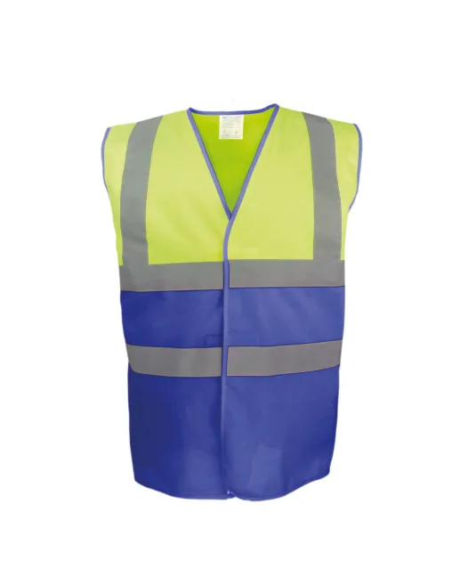 YHVW122 - Tweekleurig veiligheidshesje Hi Vis Yellow / Royal Blue