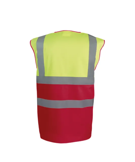 YHVW122 - Tweekleurig veiligheidshesje Hi Vis Yellow / Red