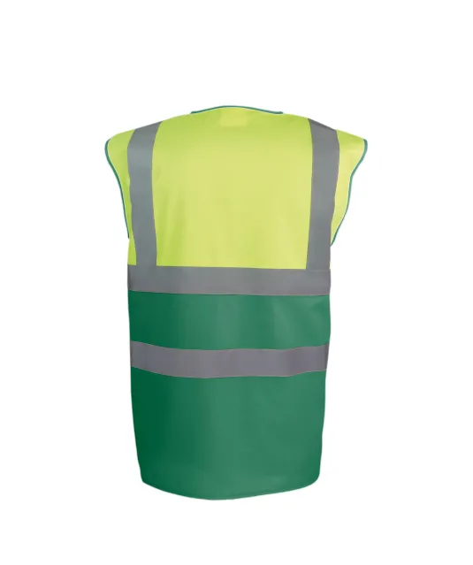 YHVW122 - Tweekleurig veiligheidshesje Hi Vis Yellow / Paramedic Green
