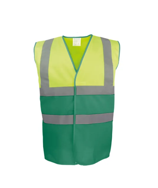 YHVW122 - Tweekleurig veiligheidshesje Hi Vis Yellow / Paramedic Green