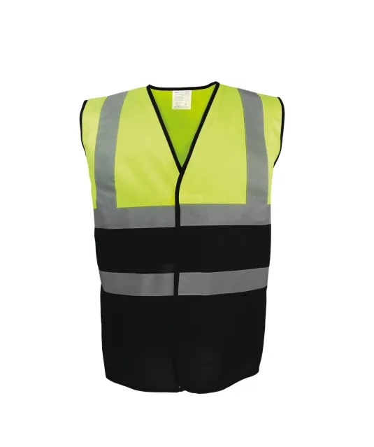 YHVW122 - Tweekleurig veiligheidshesje Hi Vis Yellow / Black