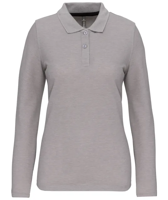 WK277 - Damespolo lange mouwen Oxford Grey