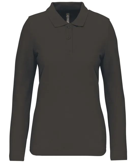 WK277 - Damespolo lange mouwen Dark Grey