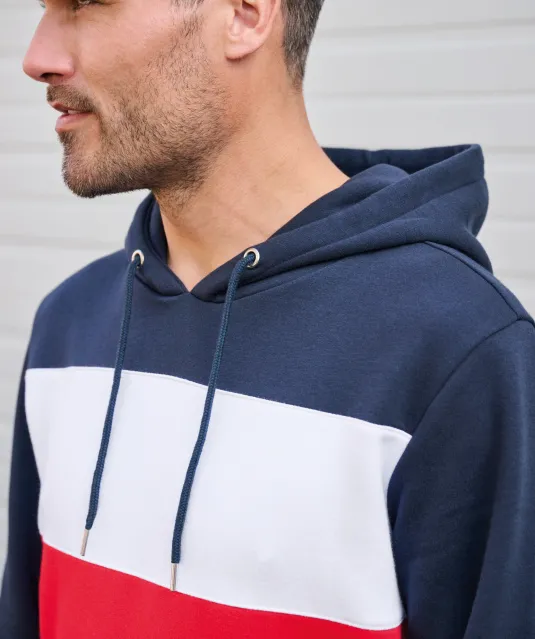 K4016 - Driekleurige unisex sweater met capuchon Black / White / Basalt Grey