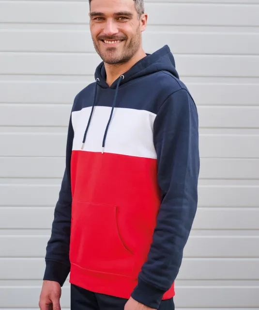 K4016 - Driekleurige unisex sweater met capuchon Black / White / Basalt Grey