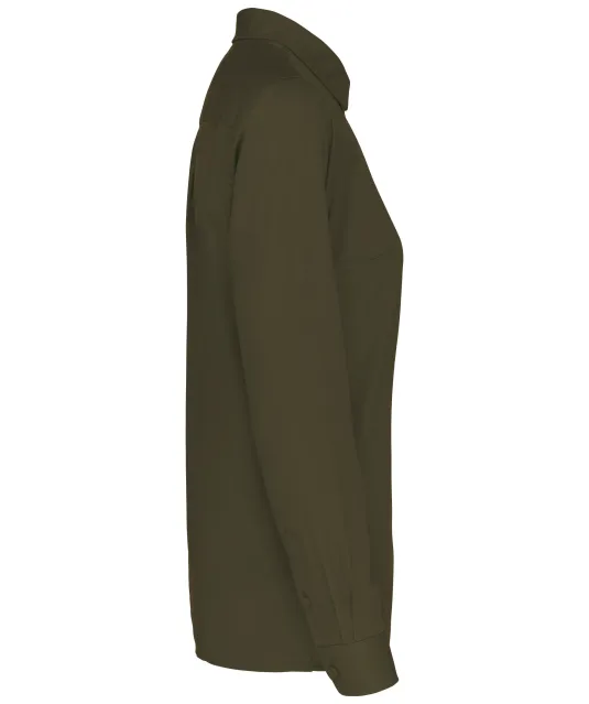 K585 - Damesoverhemd met lange mouwen van katoen Nevada Light khaki