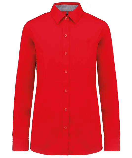 K585 - Damesoverhemd met lange mouwen van katoen Nevada Red