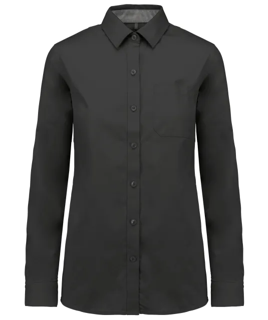K585 - Damesoverhemd met lange mouwen van katoen Nevada Dark Grey