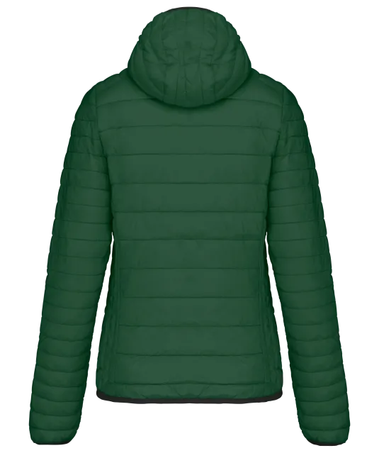 K6111 - Ladies' lightweight hooded padded jacket Forest Green