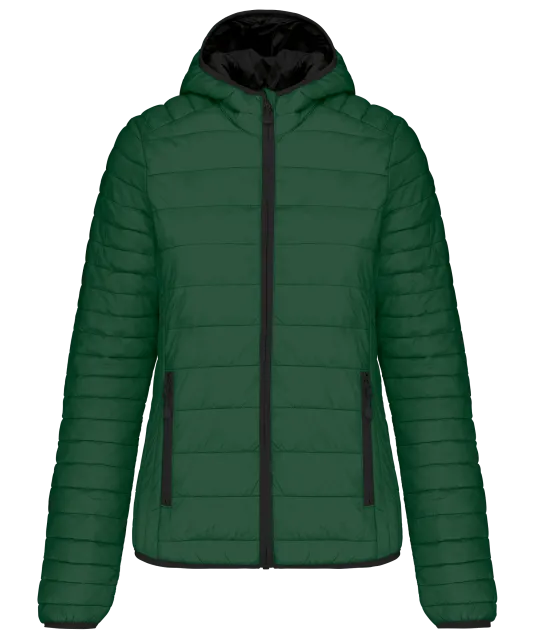 K6111 - Ladies' lightweight hooded padded jacket Forest Green