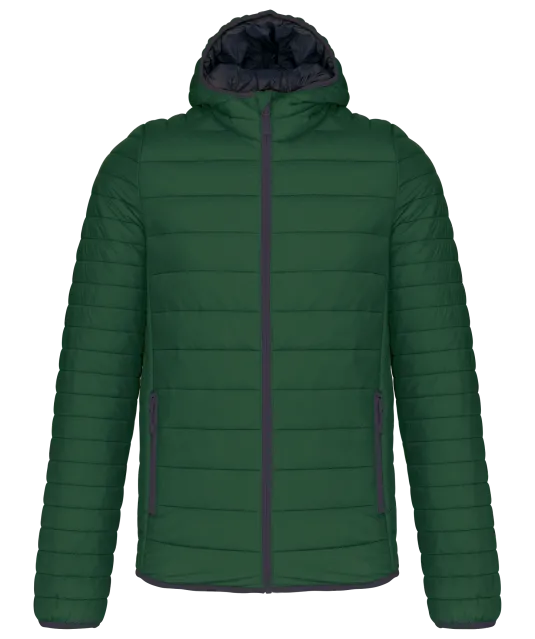 K6110 - Men's lightweight hooded padded jacket Forest Green