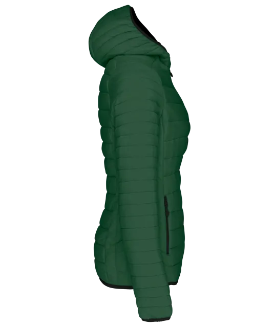 K6111 - Ladies' lightweight hooded padded jacket Forest Green