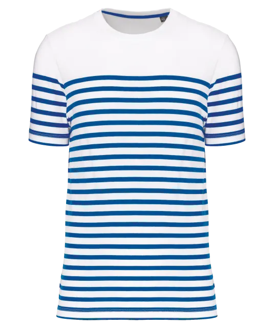 K3033 - Marine-t-shirt ronde hals Bio heren White / Royal Blue Stripe
