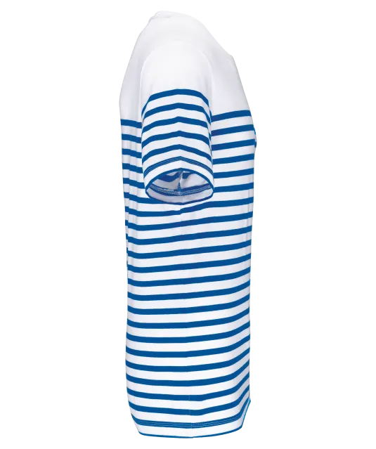 K3033 - Marine-t-shirt ronde hals Bio heren White / Royal Blue Stripe