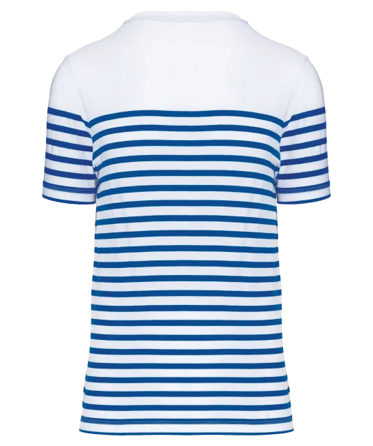 K3033 - Marine-t-shirt ronde hals Bio heren White / Royal Blue Stripe