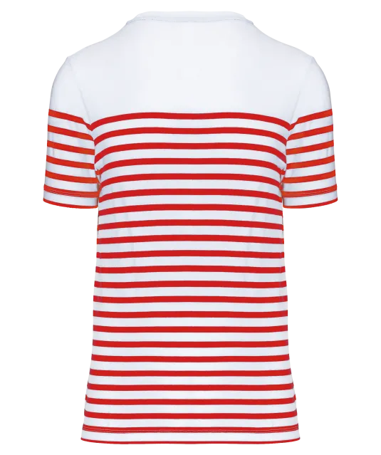 K3033 - Marine-t-shirt ronde hals Bio heren White / Red Stripe