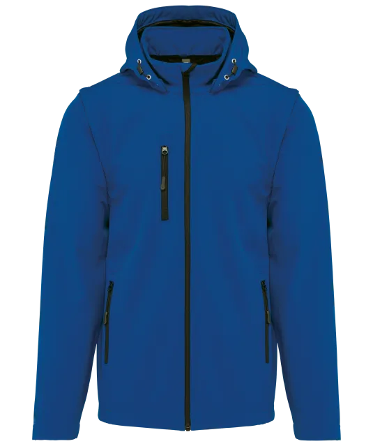 K422 - 3-laagse uniseks softshelljas met afneembare capuchon en mouwen Dark Royal Blue