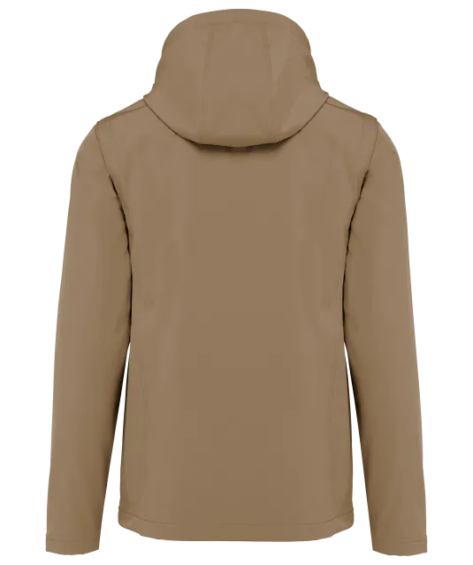 K422 - 3-laagse uniseks softshelljas met afneembare capuchon en mouwen Camel