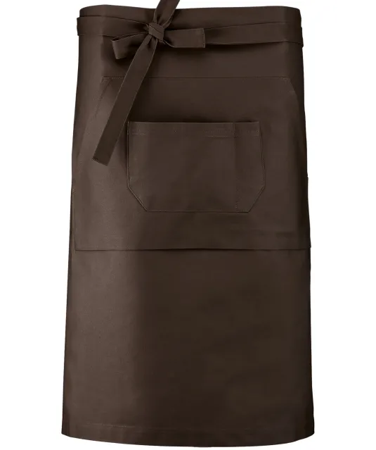 K887 - Katoenen lang schort Chocolate