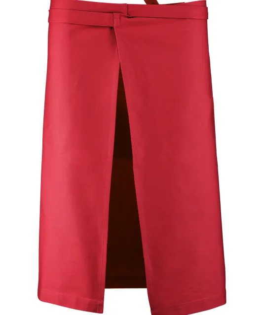 K887 - Katoenen lang schort Red