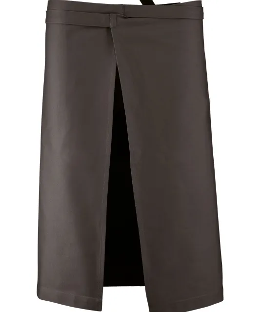 K887 - Katoenen lang schort Dark Grey