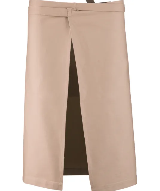 K887 - Katoenen lang schort Beige