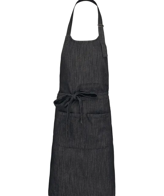 K890 - Schort van Polykatoen met zak Black Denim