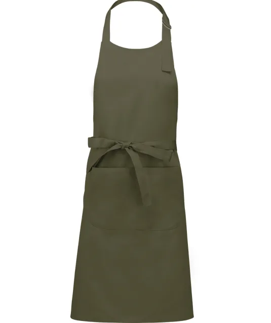 K890 - Schort van Polykatoen met zak Light khaki