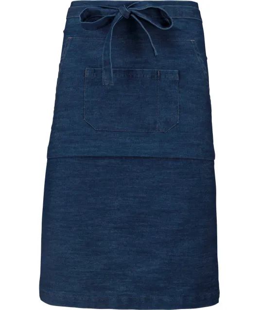 K897 - Polykatoen lang schort Denim