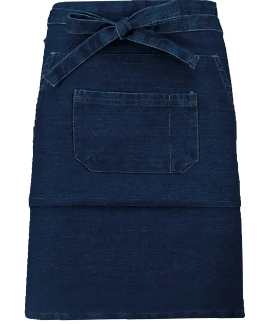 K899 - Polykatoen halflang schort Denim