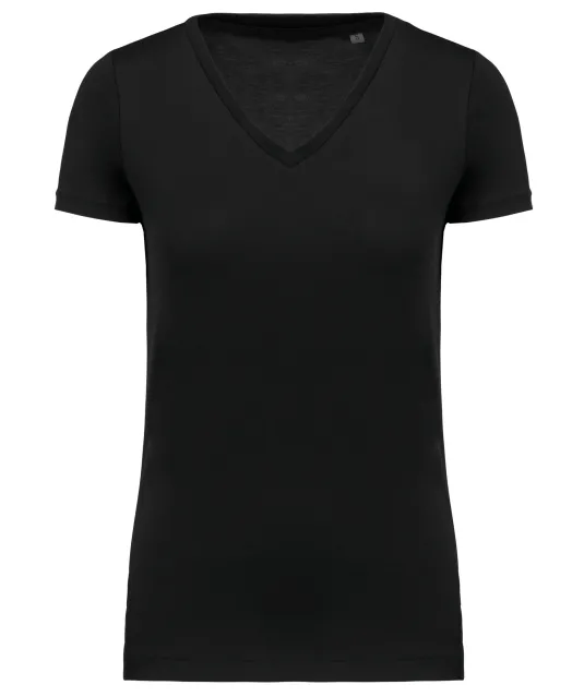 K3003 - Dames-t-shirt Supima® V-hals korte mouwen Black