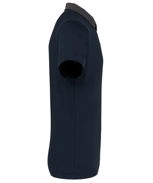 K260 - Tweekleurige herenpolo jersey Navy / Dark Grey Heather