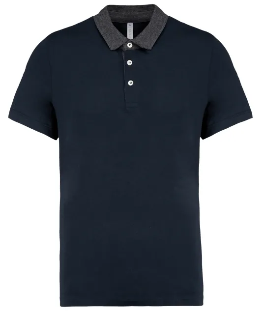 K260 - Tweekleurige herenpolo jersey Navy / Dark Grey Heather