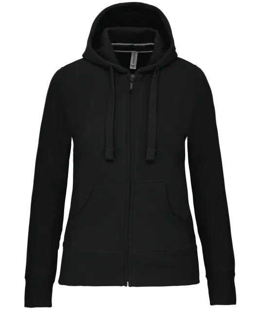 K464 - Damessweater met rits en capuchon Black